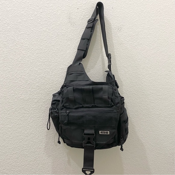 LIFE WIT Black Tactical Messenger Utility Sling Bag 16”X14”X6” - Picture 3 of 16